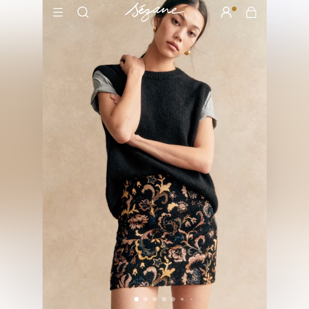 Sezane Malia Skirt in Midnight Blue Jacquard